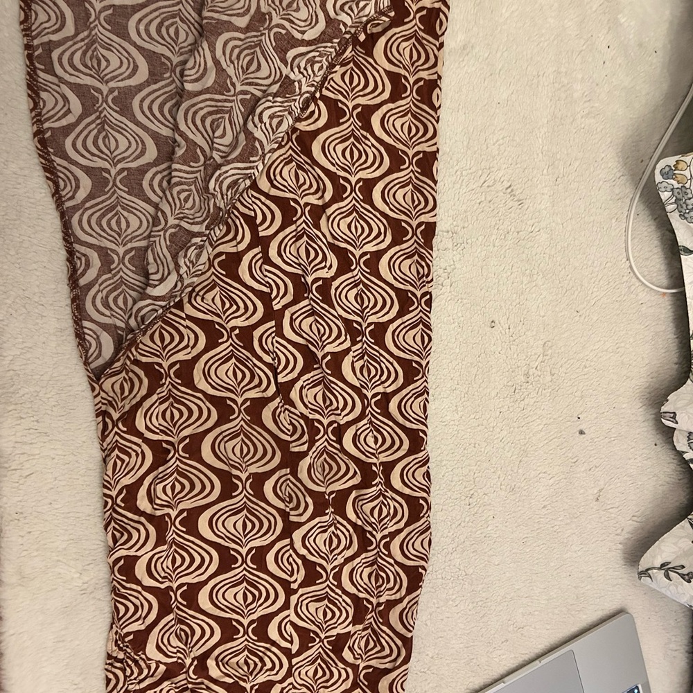 Brown and Cream Patterned Scarf